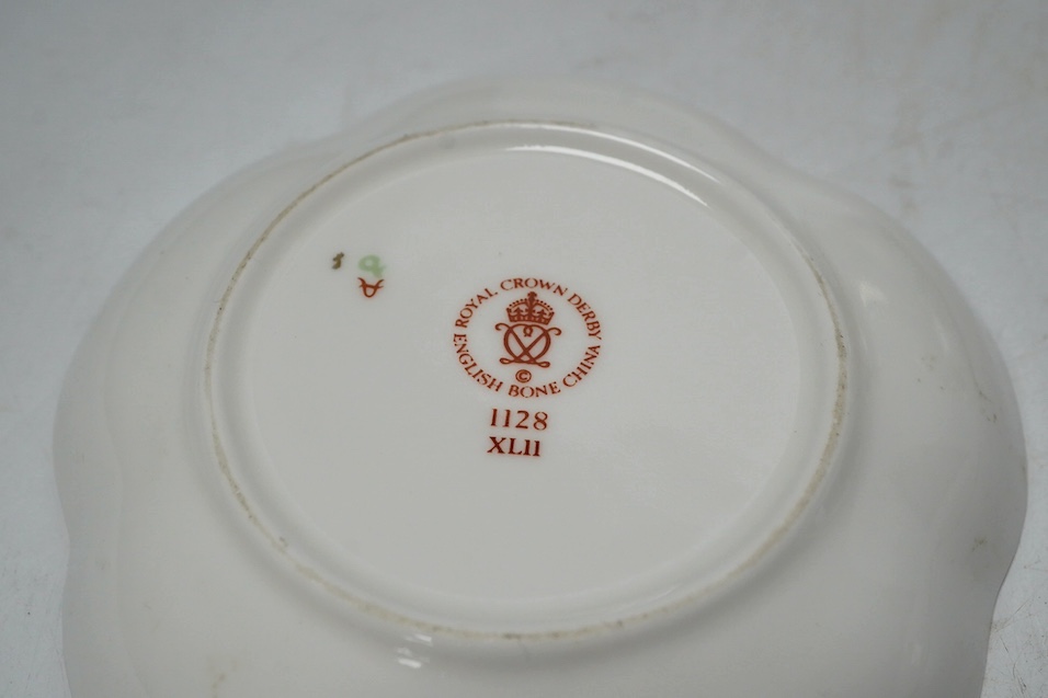 A small Japanese Kutani jar, a Chinese bowl, two pieces of Royal Crown Derby and a Victorian bowl, 10cm tall. Condition - fair to good, Kutani jar has hairline star crack to base